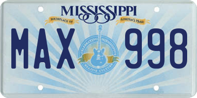 MS license plate MAX998