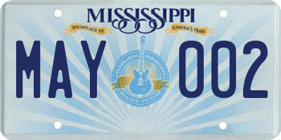 MS license plate MAY002