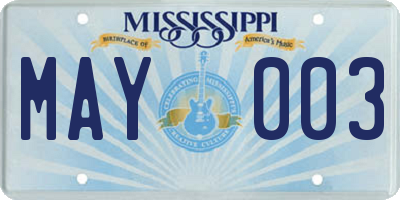 MS license plate MAY003