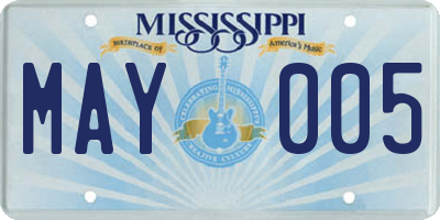 MS license plate MAY005