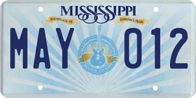 MS license plate MAY012
