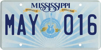 MS license plate MAY016