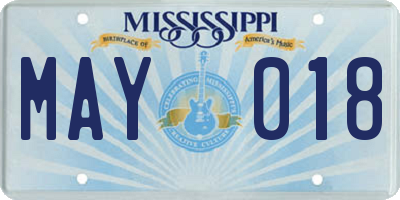MS license plate MAY018