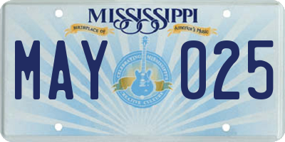 MS license plate MAY025