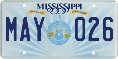 MS license plate MAY026