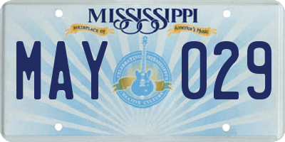 MS license plate MAY029