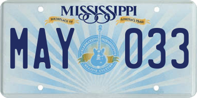 MS license plate MAY033