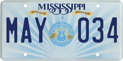 MS license plate MAY034