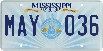 MS license plate MAY036