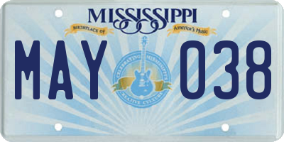 MS license plate MAY038