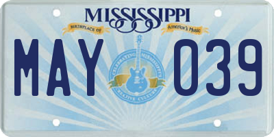 MS license plate MAY039