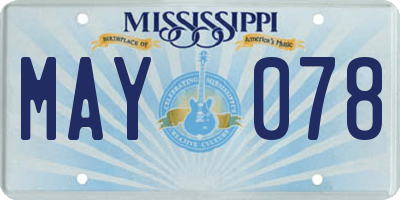 MS license plate MAY078