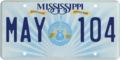 MS license plate MAY104