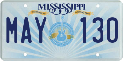 MS license plate MAY130