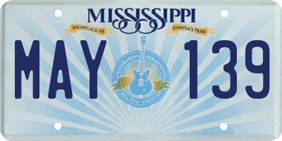 MS license plate MAY139
