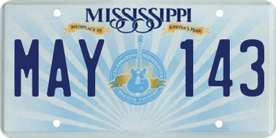 MS license plate MAY143
