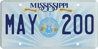 MS license plate MAY200