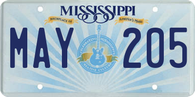 MS license plate MAY205