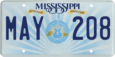 MS license plate MAY208