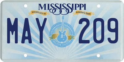 MS license plate MAY209