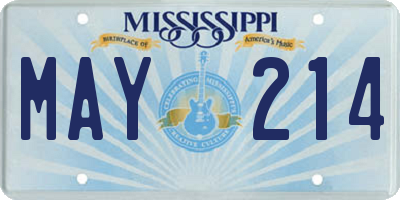 MS license plate MAY214