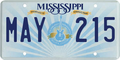 MS license plate MAY215