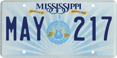 MS license plate MAY217