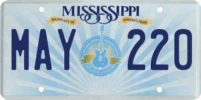 MS license plate MAY220
