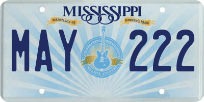 MS license plate MAY222