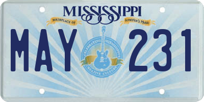 MS license plate MAY231