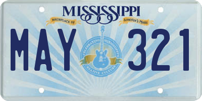MS license plate MAY321