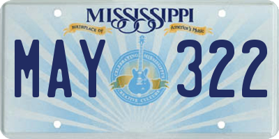 MS license plate MAY322