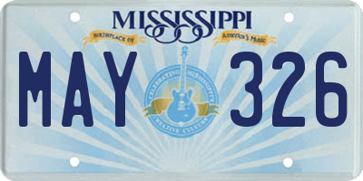 MS license plate MAY326