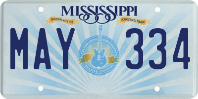 MS license plate MAY334