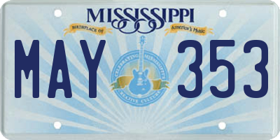 MS license plate MAY353