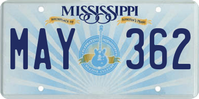 MS license plate MAY362