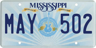 MS license plate MAY502