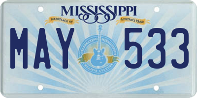 MS license plate MAY533
