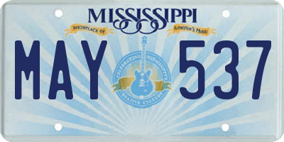MS license plate MAY537