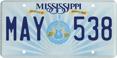 MS license plate MAY538