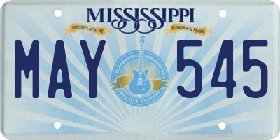 MS license plate MAY545