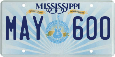 MS license plate MAY600