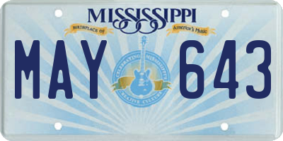 MS license plate MAY643