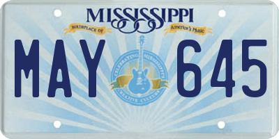 MS license plate MAY645