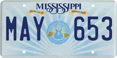 MS license plate MAY653