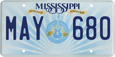 MS license plate MAY680