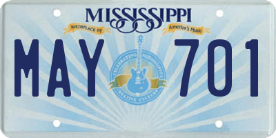 MS license plate MAY701