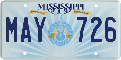 MS license plate MAY726