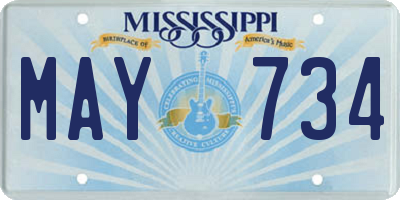 MS license plate MAY734