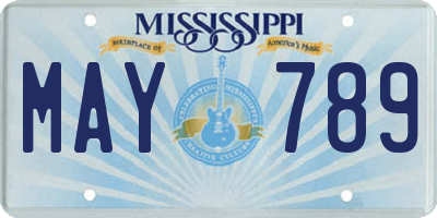 MS license plate MAY789